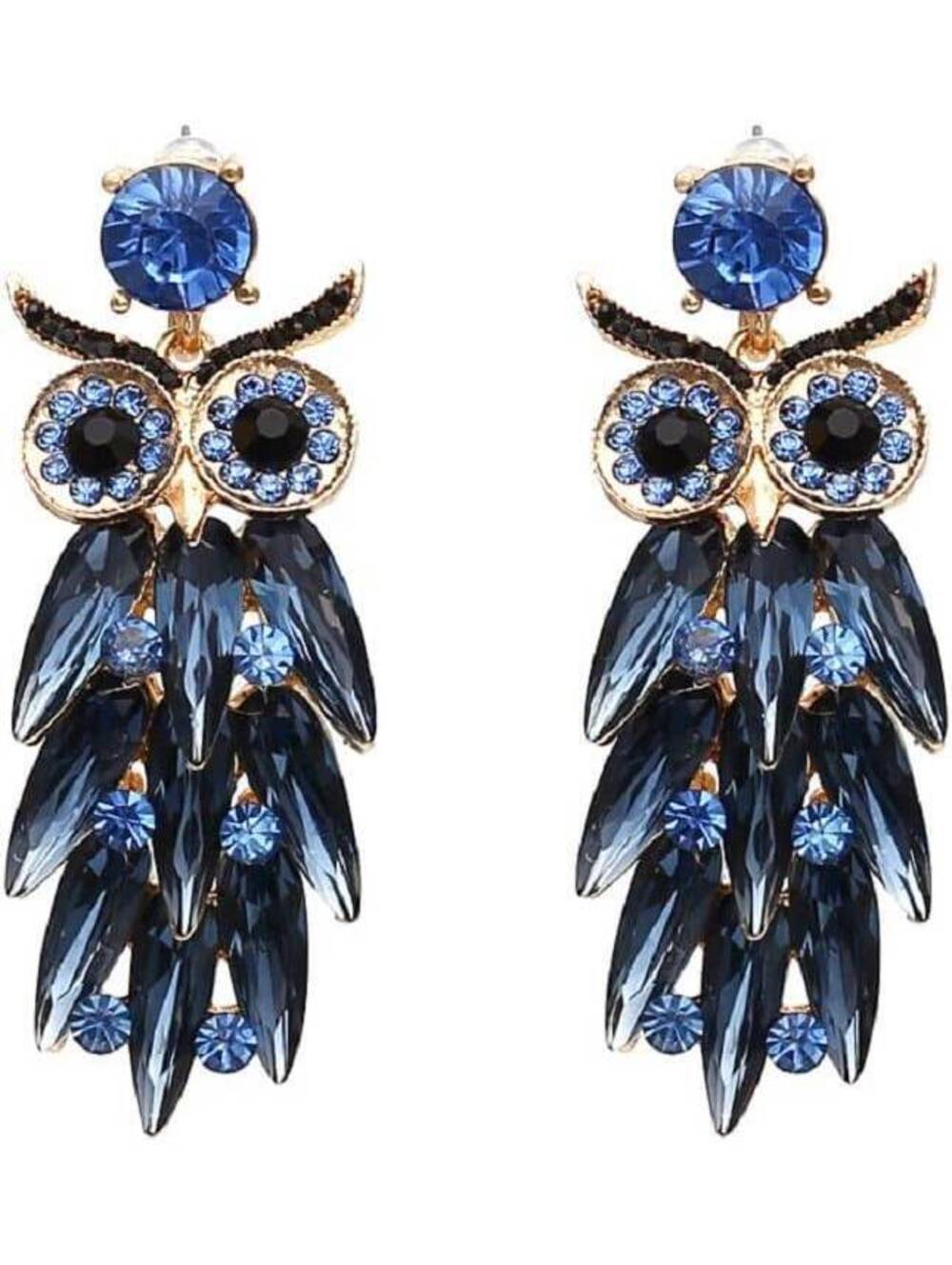 Blue Owl Bohemian Tassel Dangle Earrings for Women, Sterling Silver, No Gemstone